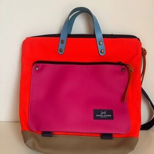 Daniel Chong Madrid mini backpack Tote Bag Carry On Leather Bottom and Leather h